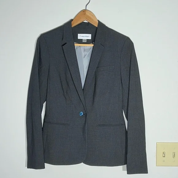 Calvin Klein Charcoal Suit Jacket and Skirt - Picture 2 of 9